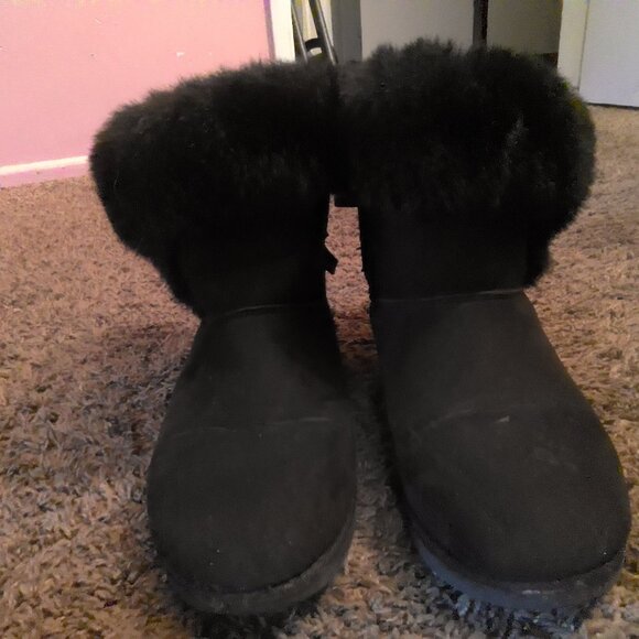 Juicy Couture Black Faux Fur Bow Winter Boots – Women’s 8.5 - Picture 3 of 4